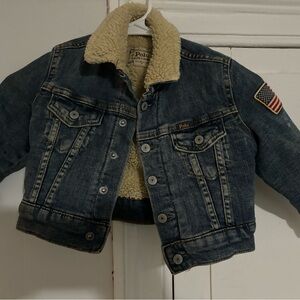 Fleece lined denim Trucker Jacket toddler boys 2T Like New